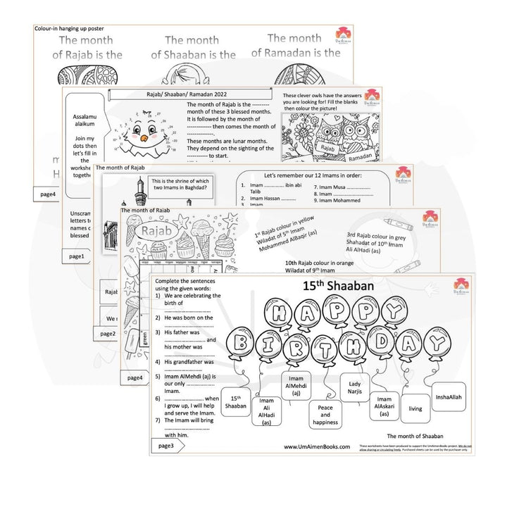 3 Blessed Months Worksheets