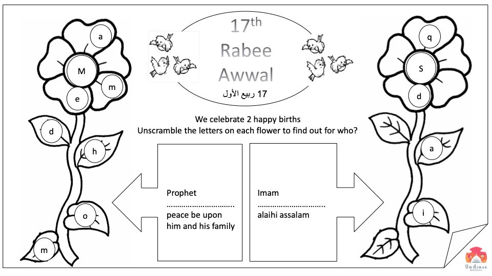 Mawlid Nabawi Worksheet