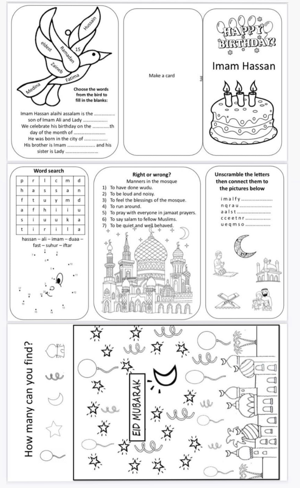 Ramadan Activity Worksheets